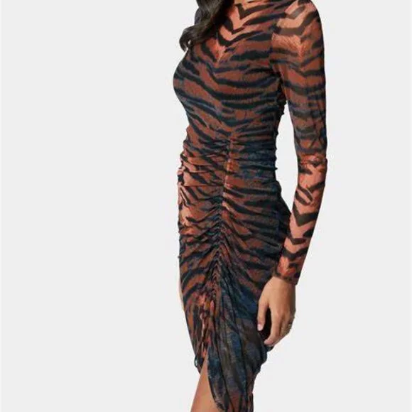 fitted lace wedding dress Bebe Women's Long Sleeve Off The Shoulder Mesh Maxi Dress main image 0